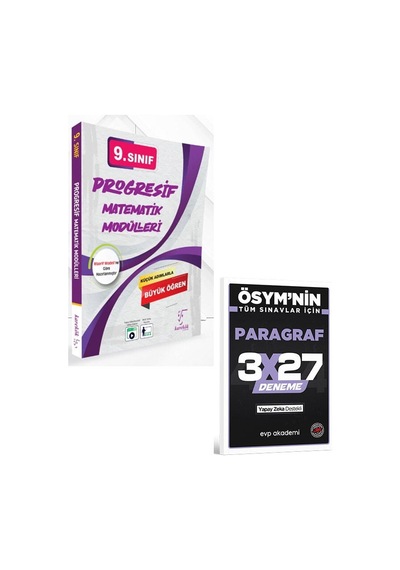 Karekök 2027 9. Sınıf Progresif Matematik Modülleri+evp Akademi 3x27 Paragraf Deneme