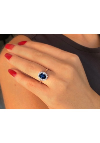 Sirius Pırlanta Ve Oval Safir Taşlı Anturaj Yüzük 0817R0099