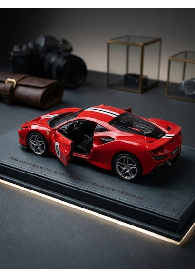 Ferrari Temalı Sport Araba Açılabilir Kapılı Dayanıklı 12 cm Oyuncak Araba Kırmızı
