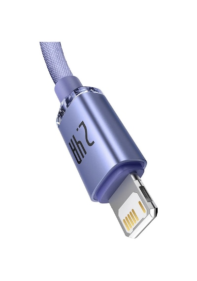 Baseus Crystal USB to Lightning Hızlı Şarj Kablosu 1.2m mor
