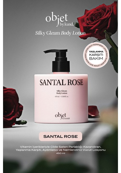 Yaşlanma Karşıtı Saten Bitişli Vücut Losyonu Kundal Silky Gleam Body Lotion Santal Rose