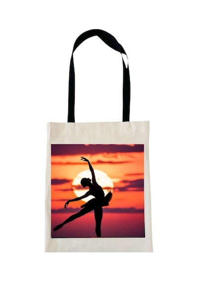 Ada Kostüm Tasarım Sunrise Dance Balerin Silüet Koton Çanta Krem