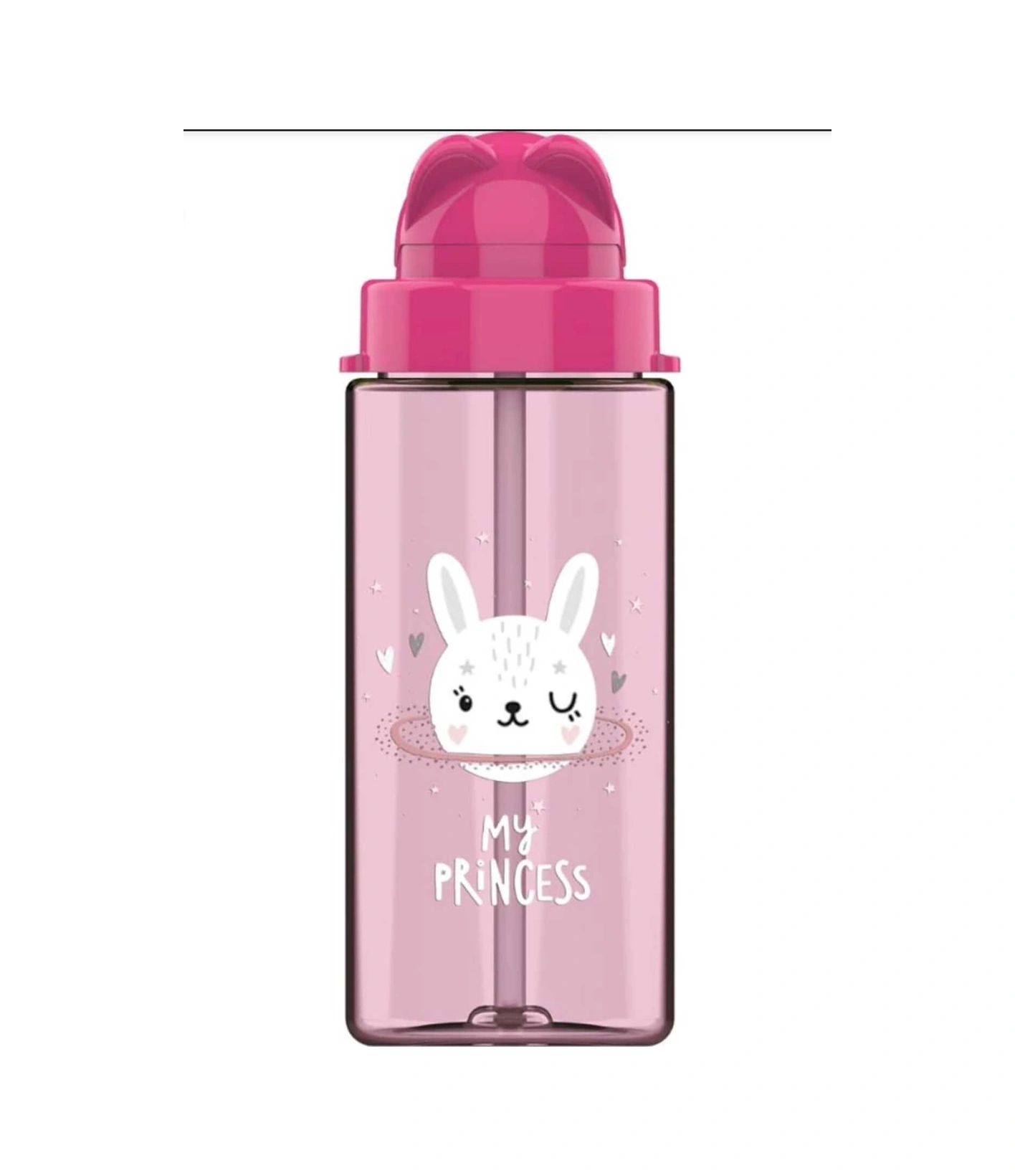 Cool-j Cute Pipetli Pet Matara 500cc Fuşya-mavi Tavşan Fuşya