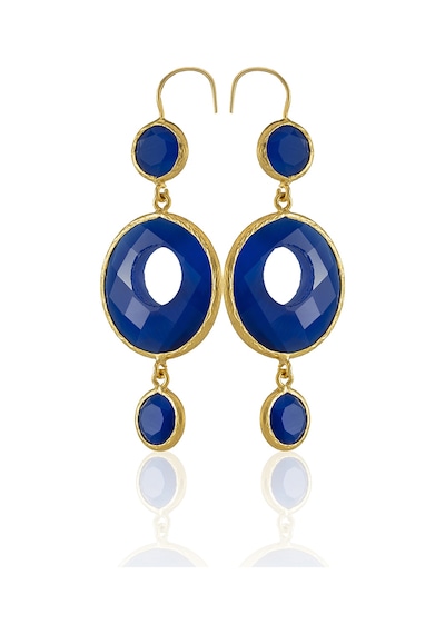 Kadir Jewellery 22 Ayar Altın Kaplama Kadın Sallantılı Küpe -el İşçiliği Ve Hipoalerjenik Küpe Parlement Mavisi 57950269