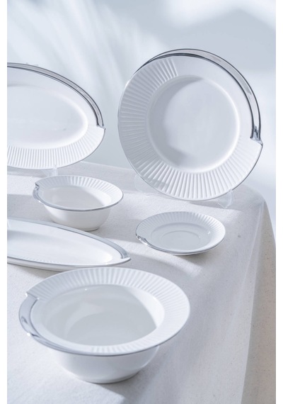 Acar Corine Silver 6 Kişilik 37 Parça Kahvaltı Takımı Beyaz