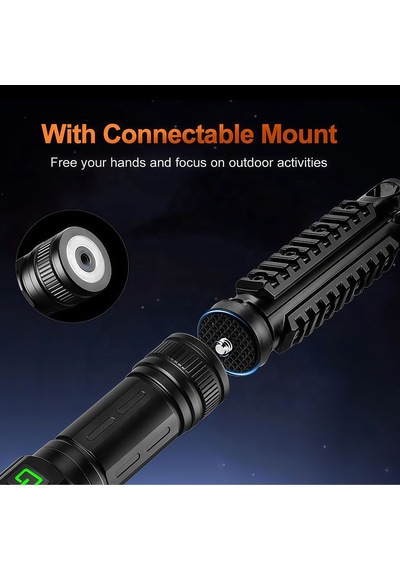 Güçlü Led El Feneri Tam Set - Tripod + Sert Taşıma Çantası + Şarj Kablosu Ve Bilek Askılı & Powerbank Özellikli 10 Mod Gri
