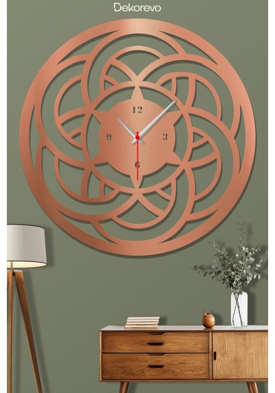 Sarmal Metal Duvar Saati - Bronz - 75 X 75 Cm