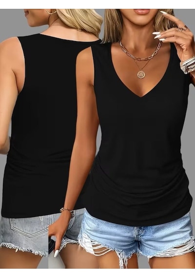 Butik İstanbul Kadın Askı Derin V Yakalı Viskon Bluz Siyah Butik İstanbul Kadın Askı Derin V Yakalı Viskon Bluz Siyah