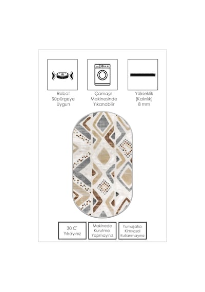 West Home Makinede Yıkanabilir Kaymaz Taban Leke Tutmaz Oval Mutfak Halısı Salon Halısı Ve Yolluk Wh 587 Multy Oval