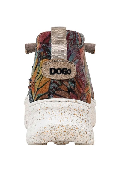 Kadın Vegan Deri Krem Bot - Moths And Butterflies Tasarım Multicolor