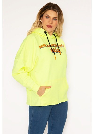 Şans Kadın Fosfor Dijital Baskılı Kapşonlu Sweatshirt 65n35162-fosfor Çok Renkli