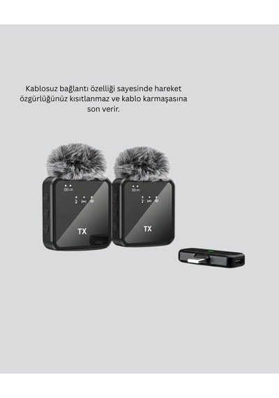 Mey Najmaddin 2 Li Kablosuz Yaka Mikrofonu Type-c Ve Lightning Uyumlu Profesyonel Set Najmaddin