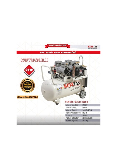 Hava Kompresörü Sessiz Kurutulucu 80lt 2hp Kuletaş