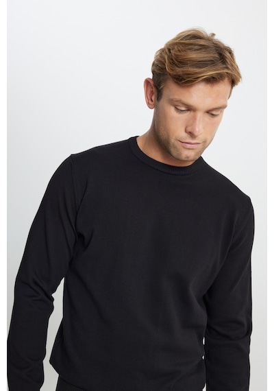 AC&Co / Altınyıldız Classics Pamuklu Standart Fit Normal Kesim Bisiklet Yaka Triko Siyah Kazak 001