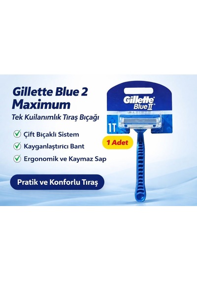 Jilet Blue 2 Maximum Tek Kullanımlık Tıraş Bıçağı 1 Adet