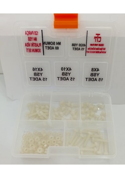 PLASTİK METRİK  VİDA SETİ M4 VİDA SOMUN SET 120 PARÇA