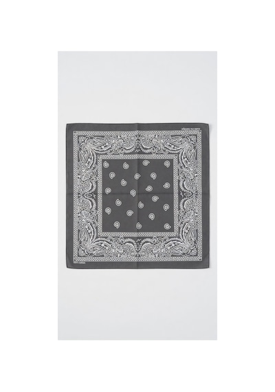 Mollycrush Unisex Gri Şal Desenli Bandana Günlük Saç Aksesuarı, Boyunluk Ve Outdoor Fular Gri