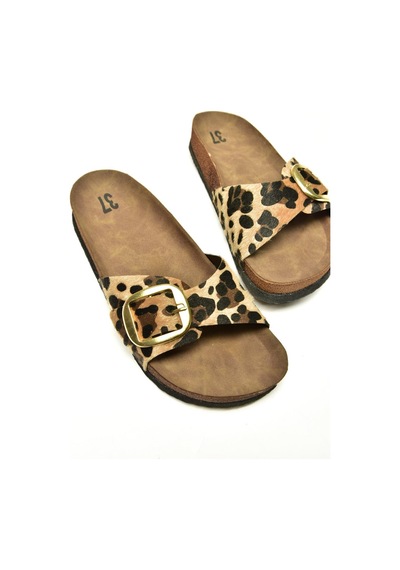 Fox Shoes P777507202 Leopar Süet Günlük Kadın Terlik Leopar-süet Çok Renkli