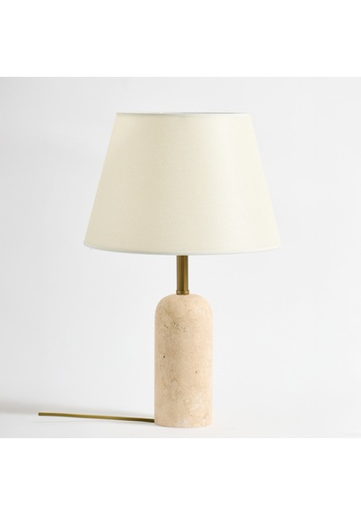 Luum Kumaş Şapkalı Abajur - Krem / Traverten - 48 Cm Çok Renkli