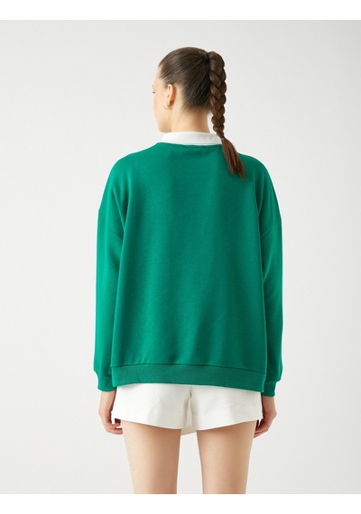 Koton Oversize Sweatshirt Polo Yaka Kolej Baskılı Uzun Kollu Yeşil 4wal10049ık Yeşil Koton Oversize Sweatshirt Polo Yaka Kolej Baskılı Uzun Kollu Yeşil 4wal10049ık Yeşil