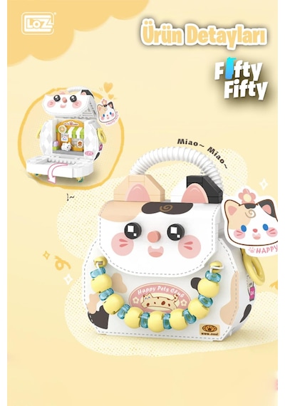 Loz Micro Block Sweet Bag Serisi Kedi Figürlü Çanta 360 Parça Oyuncak Yapım Seti Fflz-8843