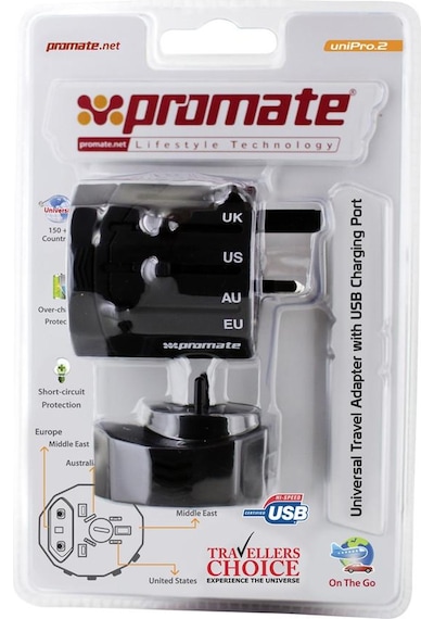 Promate Unipro2 Universal Usb Girişli Seyahat Adaptörü