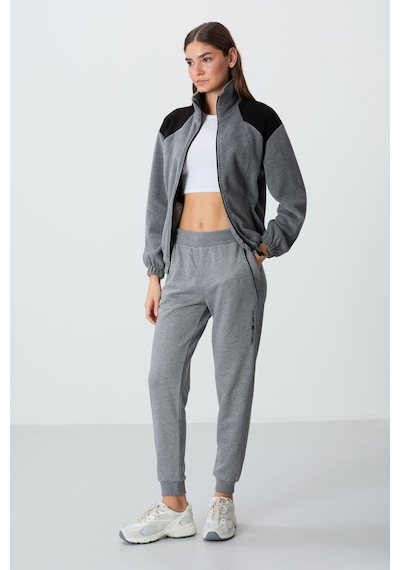Tommy Life Gri Melanj Kompakt Pamuklu Kalın Pürüzsüz Dokulu Standart Fit Kadın Eşofman Altı - 94660 GRİ MELANJ