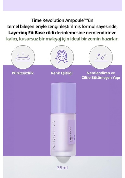 Renk Eşitsizliklerini Nötrleyen Pürüzsüzleştiren Nemlendirici Makyaj Bazı Layering Fit Base Violet , 111136