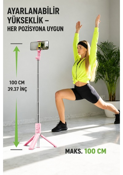 Concord 3'ü 1 Arada Bluetooth Selfie Çubuğu Tripod Kumandalı Telefon Tutucu Monopod 360 Döner