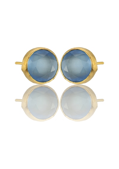 Kadir Jewellery 22 Ayar Altın Kaplama Kadın Minimal Küpe -el İşçiliği Ve Hipoalerjenik Küpe Buz Mavisi 11904798