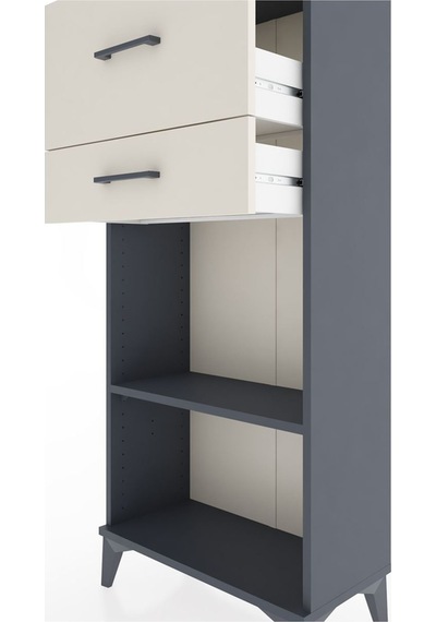 Hyperion Dolap Tek Raflı 2 Çekmeceli 60x44x134 Antrasit-aytaşı Antrasit