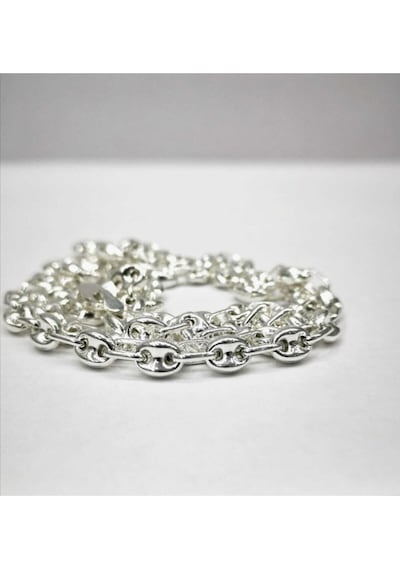 Omar Silver Unisex Gemici Arpa 6Mm Gümüş Kolye Zincir