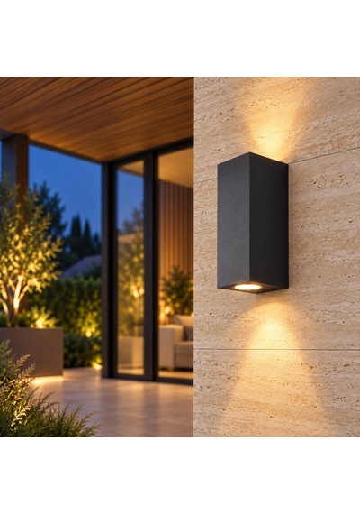 Apliken Çift Yönlü Led Duvar Apliği 14w Gu10 Ip65 Alüminyum Dış Mekan Bahçe Cephe Balkon Teras Aydınlatma Antrasit Ral7016 Diğer