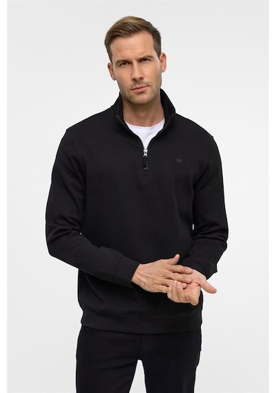 Süvari Siyah Regular Düz Yarım Balıkçı Yaka Sweatshirt Siyah