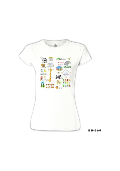 İngilizce - Sınavlar Beyaz Kadın Tshirt 001