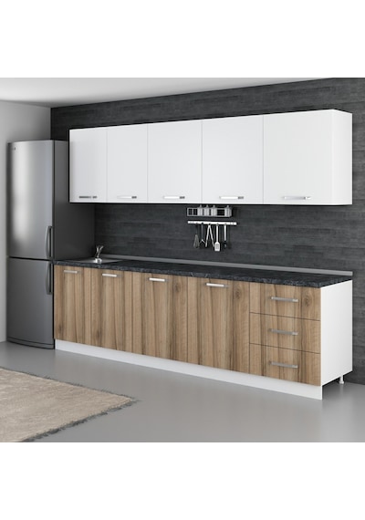 Minar 280 Cm Mutfak Dolabı Beyaz Dore 280-D2 Beyaz
