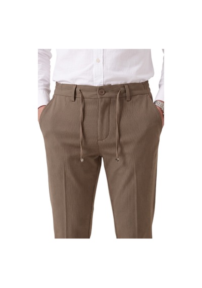 Rizzup Erkek Slim Fit Çizgili Kahve Kumaş Pantolon İpli Esnek Bel Likralı Spor Pantolon 2700240 Rizzup Erkek Slim Fit Çizgili Kahve Kumaş Pantolon İpli Esnek Bel Likralı Spor Pantolon 2700240