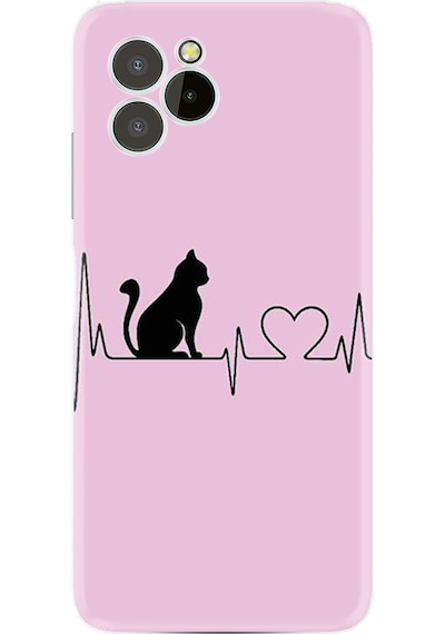 Oukitel C21 Pro Kılıf Resimli Desenli Baskılı Silikon Pink Cat Heart 1303