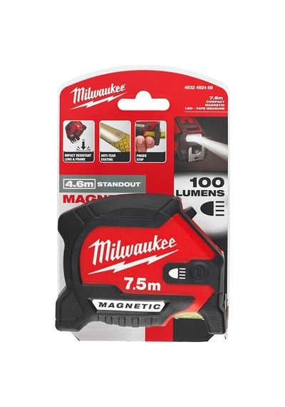 Milwaukee Manyetik Şerit Metre Led Işıklı 7.5mt 4932492469 7.5 M