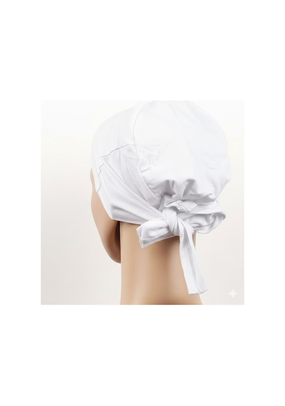 Dikişsiz Bağlamalı Tesettür Bone - Bağlamalı Bandana Beyaz