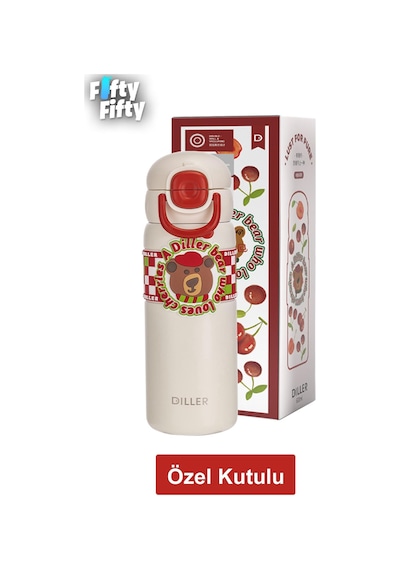 Dıller 600 Ml Tek Kapak Çift Kullanım Pipetli/pipetsiz Taşıma Kulplu Vacum Cup/çelik Termos -ffdıllerd9238 Çok Renkli