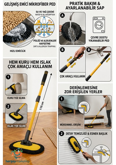 Fayans Yer Silme Mopu Teleskopik Kilit Sistemli Uzayıp Kısalan Makarn Mop Yer Silme Paspası Yer Silme Duvar Silme Mopu Premium Ultra Yumuşak Emici Havku Makarna Cam Silme Mopu Sarı - Siyah Fayans Yer Silme Mopu Teleskopik Kilit Sistemli Uzayıp Kısalan Makarn Mop Yer Silme Paspası Yer Silme Duvar Silme Mopu Premium Ultra Yumuşak Emici Havku Makarna Cam Silme Mopu Sarı - Siyah