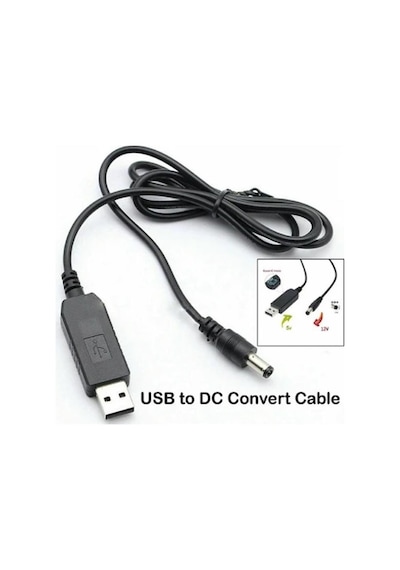 Usb 5 Volt To 12 Volt Max 1 Amper Usb Pd Portundan Gelen Gücü 12v 5.5-2.5 Jak Fişe Dönüştürür 1 Metre