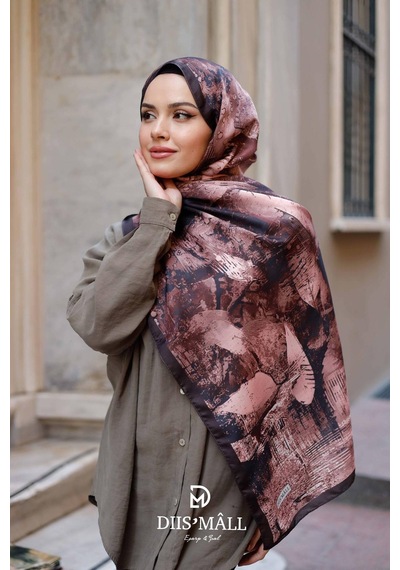 Mimiyum Estella Desen Soft Şal Koyu Kahve