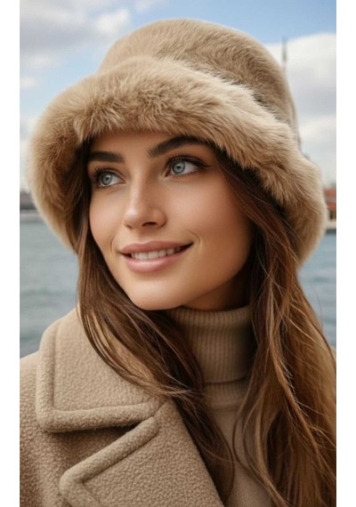 Uniquetrenders Kadın Peluş Bucket Şapka Vizon