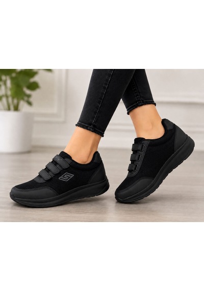 Papucumun Dünyası Kadın Cırtlı Günlük Rahat Yürüyüş Ayakkabısı Sneaker Siyah