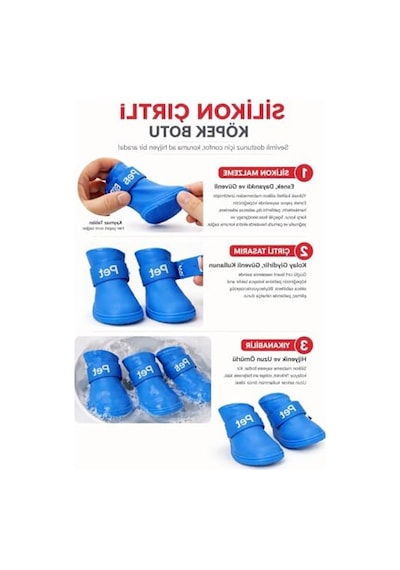 Akınalbella Su Geçirmez Köpek Ayakkabısı - 4 Lü Set, Koruyucu Patik Antrasit