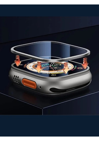 Wearfitpro Apple Uyumlu Watch  Ekran Koruyucu 49mm Ultra 2-3 Temperli Akıllı Saat Camı Çizilmez Çelik Çerçeveli