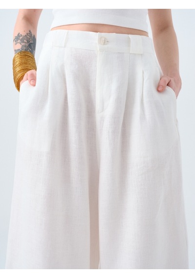 Culotte Fit Kadın Pantolon Ekru