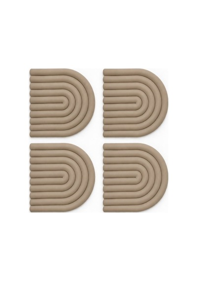 Mını Arch Gökkuşağı %100 Silikon Bardak Altlığı 8 Cm 4'lü Set Bej Çok  Renkli